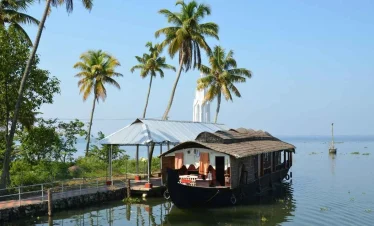 a houseboat on the water