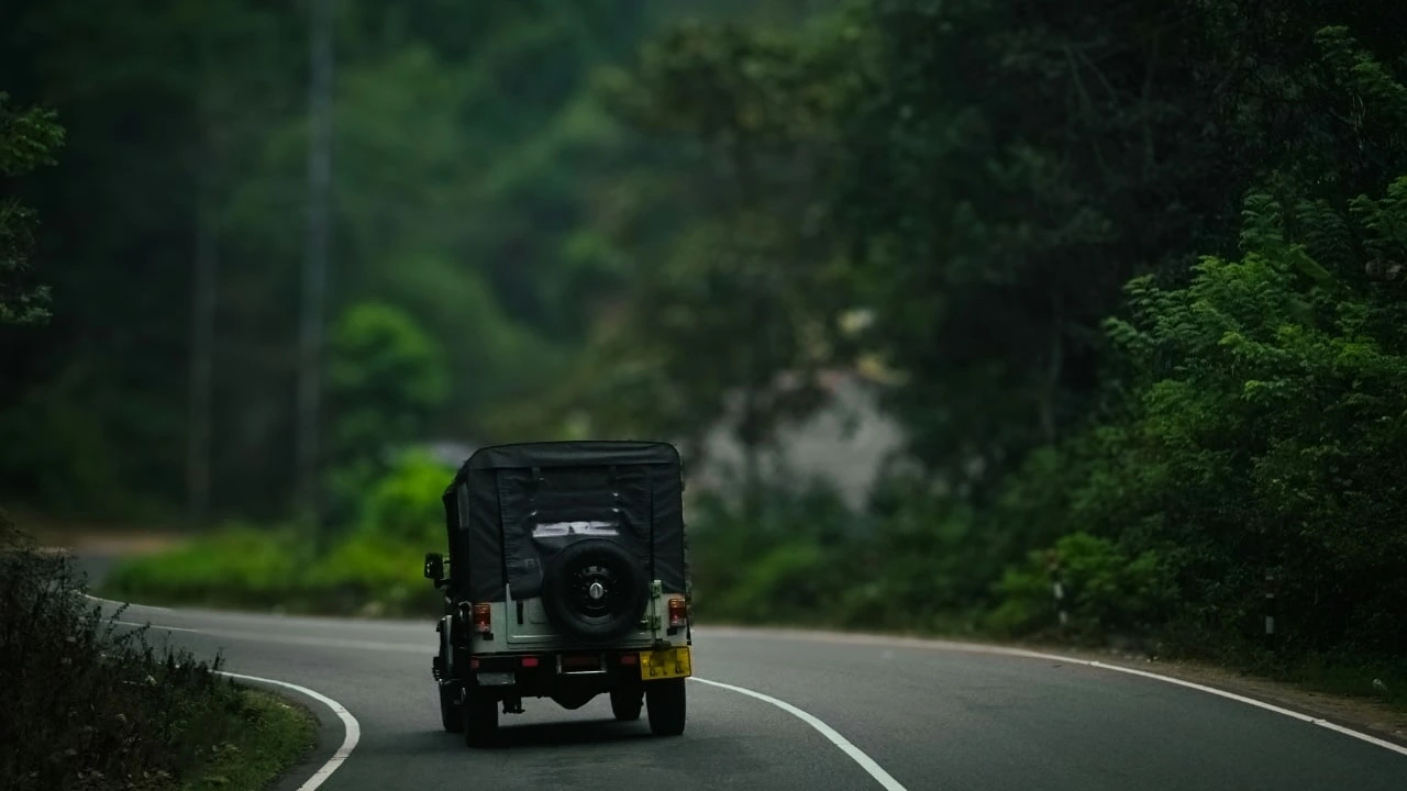 a car driving on a road