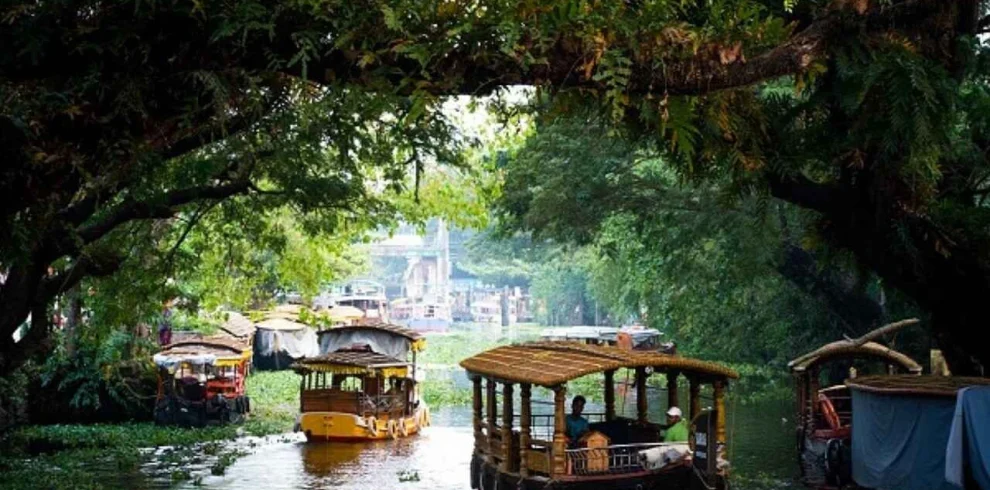 Shikara boats in Kerala backwaters